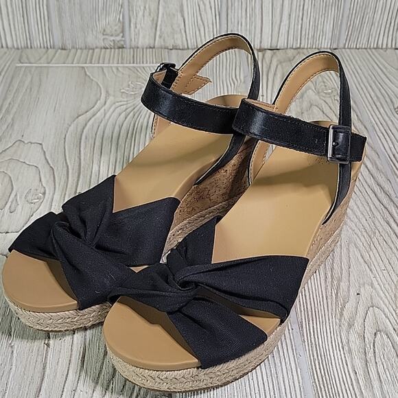 UGG Joslyn Black Leather Platform Wedge Cork Heeled Sandals Womens Size 5 NEW - Picture 11 of 13